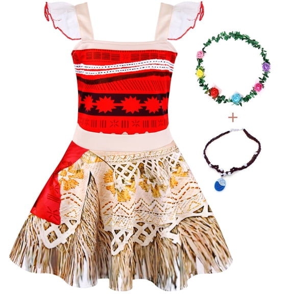 Jurebecia Princess Dress Fancy Costume Cosplay Halloween Christmas Outfits with Accessories Red/White 7-8 Years