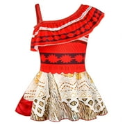 Jurebecia Princess One-Piece Swimsuit Adventure for Girls Ruffled Dress Bikini Toddler Beachwear Bathing Suit Beach Dress Birthday Gift 3-4 Years 110 CM