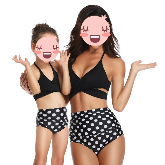 Jurebecia Mother and Daughter Swimwear Family Matching Swimsuit Girls Two Pieces Bikini Set Falbala Bathing Suits
