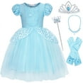 thumbnail image 1 of Jurebecia Princess Costume Cinderella Dress up for Girls Blue Clothes for Toddler Birthday Party Fancy Cosplay with Accessories 150CM 11-12Years, 1 of 12