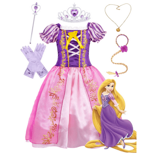 Girls Rapunzel Dress Birthday Princess Costume Fancy Dress for 1-7 Year 