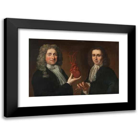 Juriaen Pool (II) 14x11 Black Modern Framed Museum Art Print Titled - Two Officers from the Surgeons Guild (1699)
