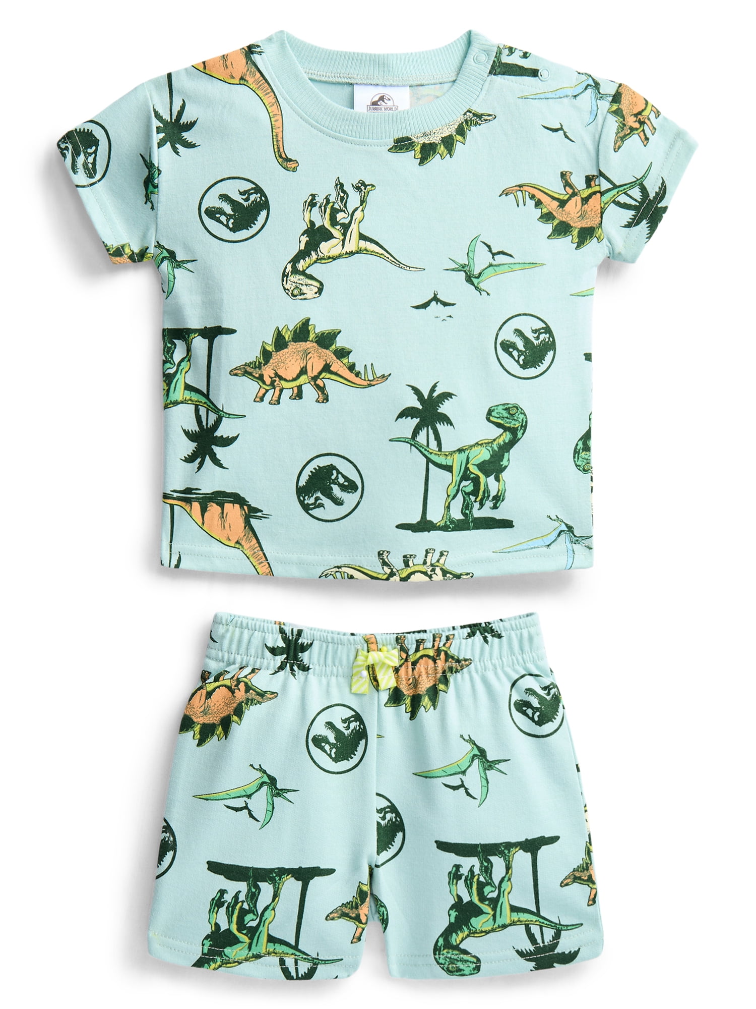 Jurassic World Baby Boys Allover Print Short Sleeve Tee and Shorts Set, 2-Piece, Sizes 0/3M-24M
