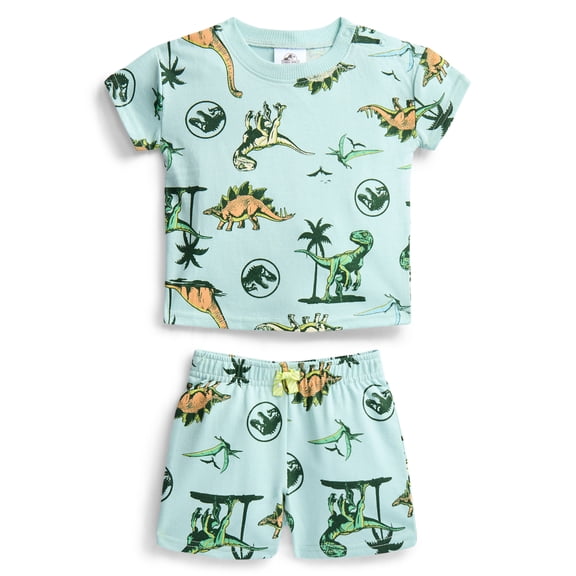 Jurassic World Baby Boys Allover Print Short Sleeve Tee and Shorts Set, 2-Piece, Sizes 0/3M-24M