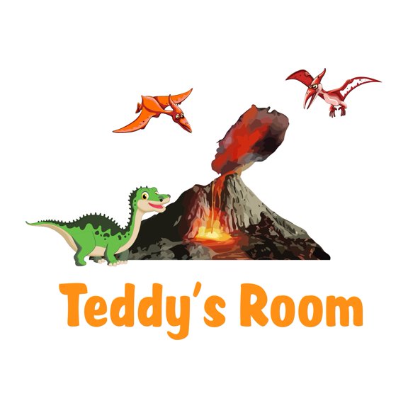 Jurrasic World Custom name Wall Art DecorWall Decal Decoration Joyful Cartoon Cartoon Animals Decorating Ideas for Child's Bedroom Size: 20 In(W) x 16 In(H)