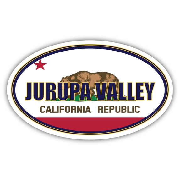 Jurupa Valley City California State Flag | CA Flag Riverside County Oval State Colors Bumper Sticker Car Decal 3x5 inches