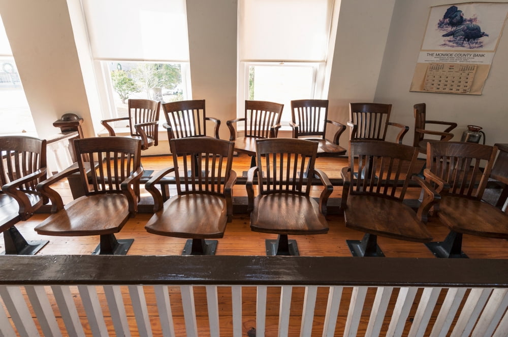 Jury box in the courtroom of the Old Monroe County Courthouse Monroeville Monroe County Alabama USA Canvas Art - Panoramic Images (24 x 36)