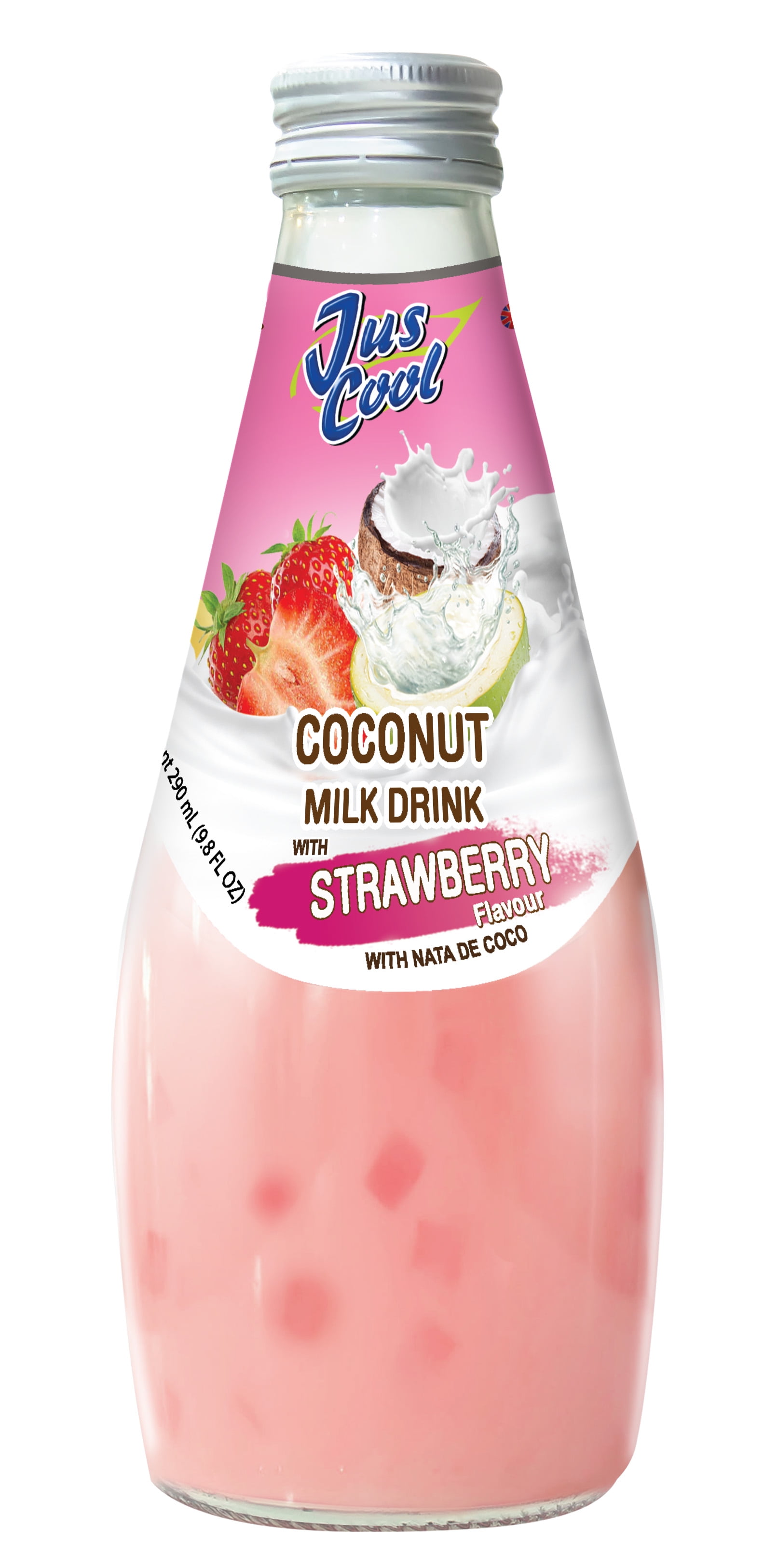 Jus Cool Coconut Milk with Strawberry Flavor 9.8 fl oz pack of 24