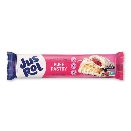 Jus-Rol Flaky & Layered Puff Pastry Sheet, Pre-Rolled Refrigerated Dough, 13.2 oz, 1 Sheet, For Sweet or Savory Baking