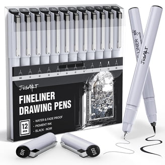 Technical Drawing Pen Set Of 4 - White FineArt Technoart Pens 0.2mm 0.3mm 0.4mm 0.5mm With Ink & Accessories
