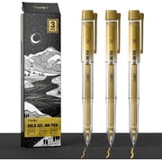 JusArt Gold Pens with 0.4mm, 0.5mm & 1.0mm Assorted Tips, Opaque Ink Gel Pens for Black Paper, Drawing, Journaling & DIY Crafts, Ideal Drawing Pens for Artists 
