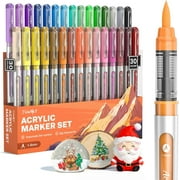 JusArt Acrylic Paint Markers Brush Tip 18 Colors, Water-Based Coloring Markers Automatic Ink Control for Halloween Crafts, Waterproof Acrylic Paint Pens for Pumpkin, Rock, Egg, Wood, Fabric, Glass