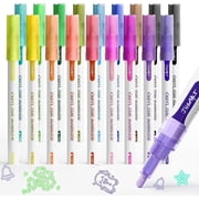 JusArt Outline Sparkle Markers, Glitter Markers,18 Metallic Shimmer Pens for Adult Coloring, Cool Fun Drawing Supplies for Christmas, Easter, Halloween