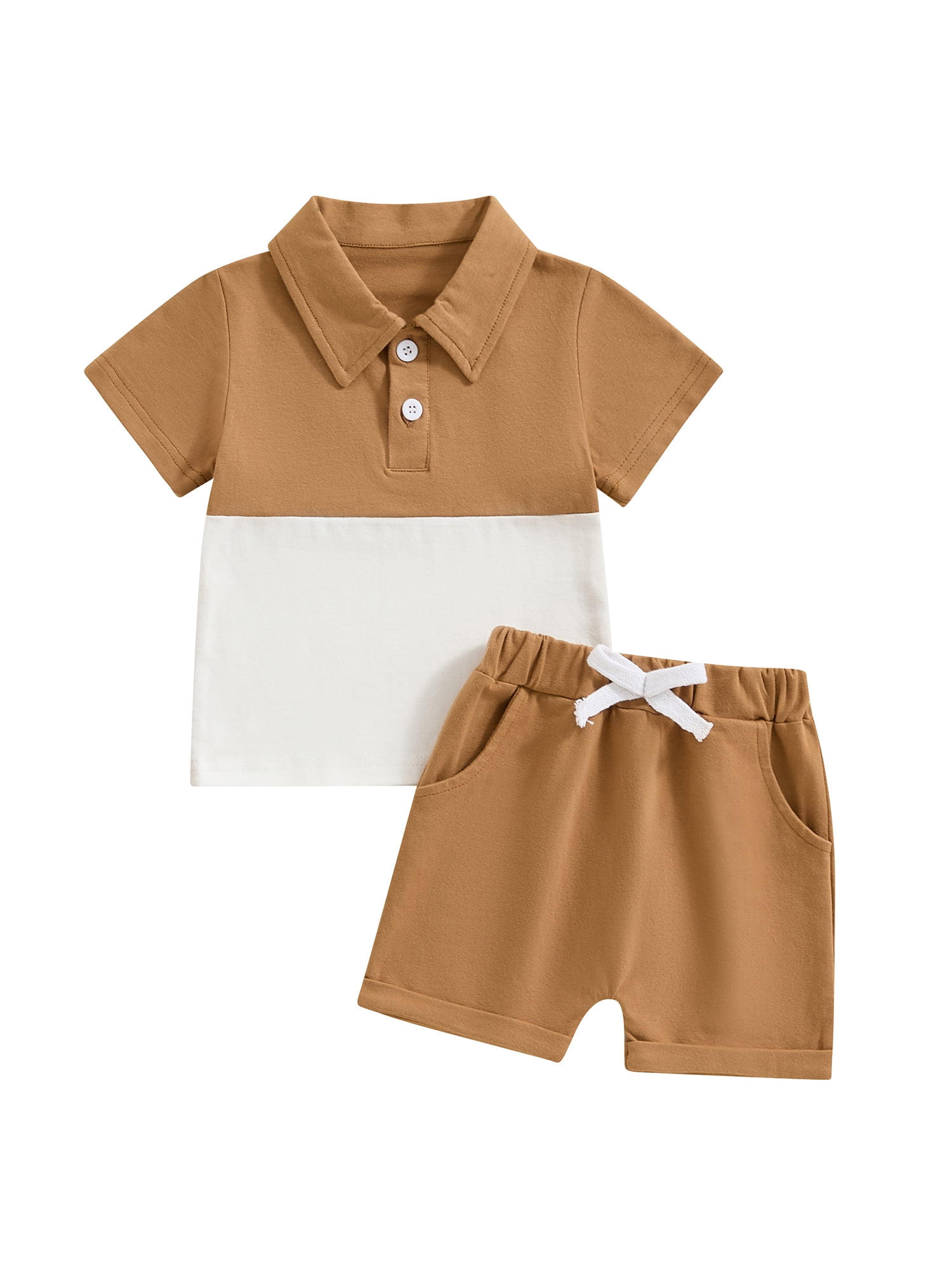 Jusbysis 2Pcs Baby Boy Summer Outfits Short Sleeve Lapel Collar T-Shirt ...