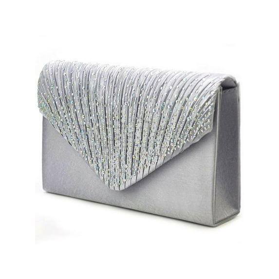 Jusddie Women Wedding Purse Evening Bags Clutch Crossbody Formal Handbag Minaudiere Ladies Portable Chain Designer Buckle Silver