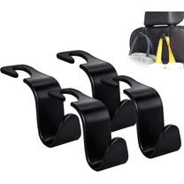 Jusdreen 4 Pack S Type Car Seat Headrest Hook Hanger Storage Organizer for Handbag Purse Headrest Hooks for Cars-Black