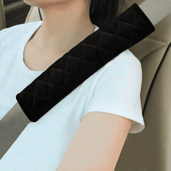 Jusdreen Soft Auto Seat Belt Cover Seatbelt Shoulder Pad 2 Pcs for a More Comfortable Driving Compatible with All Cars and Backpack-Black