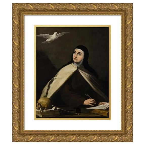 Jusepe de Ribera 20x24 Gold Ornate Framed and Double Matted Museum Art Print Titled - Saint Teresa of Avila (1644)