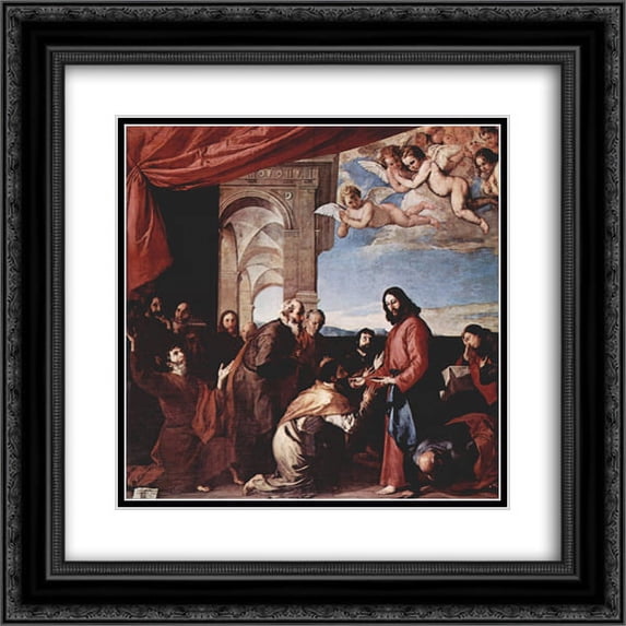 Jusepe de Ribera 2x Matted 20x20 Black Ornate Framed Art Print 'Communion of the Apostles'
