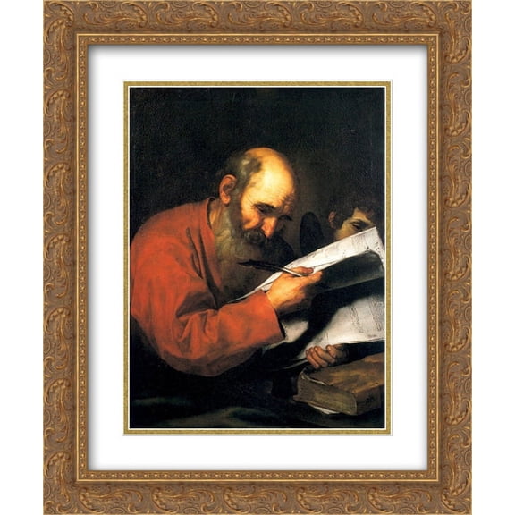 Jusepe de Ribera 2x Matted 20x24 Gold Ornate Framed Art Print 'St. Matthew with the angel'