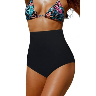 Jusfitsu High Waisted Bikini Bottom for Women Tummy Control Swimsuits Tankini Bottom Plus Size Swim Shorts