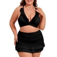 thumbnail image 1 of Jusfitsu Plus Size Bikini Sets for Women V Neck High Waisted Bathing Suits Tummy Control Swimsuits 3 Piece Swimwear, 1 of 6