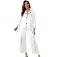 thumbnail image 1 of Jusfitsu Silk Satin Pajama Sets for Women Two Piece Pjs Long Sleeve Loungewear Button Down Sleepwear Pj Set, 1 of 6