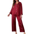 thumbnail image 1 of Jusfitsu Silk Satin Pajama Sets for Women Two Piece Pjs Long Sleeve Loungewear Button Down Sleepwear Pj Set, 1 of 6