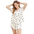 thumbnail image 1 of Jusfitsu Soft Pajama Set for Women Two Piece Sleepwear Ruffled Pajamas Button Down Pj Set with Shorts, 1 of 7