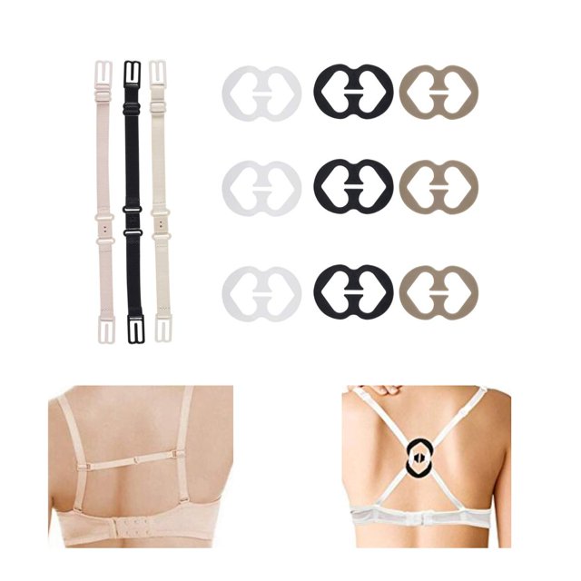Juslike 15 pcs Bra Strap Clips Set 3 Pieces NonSlip Bra Straps Elastic