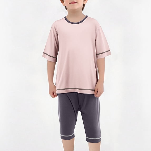 Juslio 2-Piece Kids Toddler Boys Modal T Shirts Tops+Elastic Waist Shorts Comfortable Breathable Outfits Sets 2-3Years