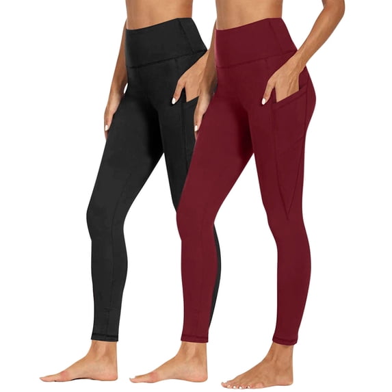 Juslio 2PC Leggings for Women Tummy Control Running Athletic Workout Yoga Pants Butt,Lifting with Pockets High Waisted Leggings