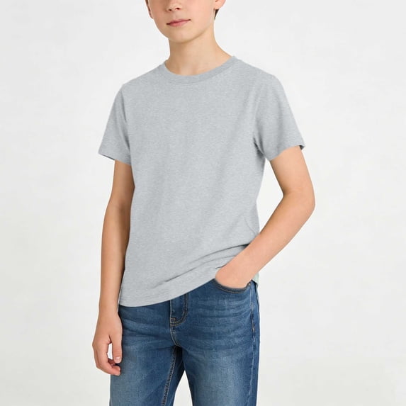 Juslio Boy Cotton Shirts Casual Short Sleeved Tops, Comfortable Breathable Crew Neck T Shirts Sizes 2-18