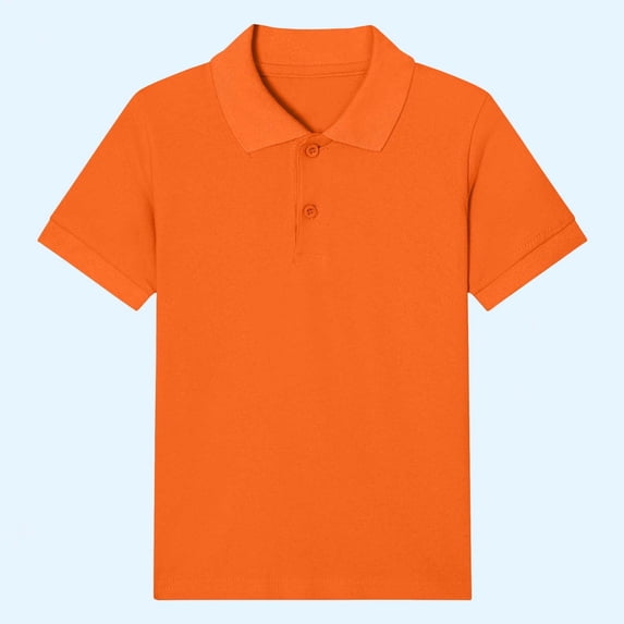 Juslio Boy Cotton Shirts Collar Breathable Pullover Casual, Short Sleeved Tops Comfortable T Shirts Sizes 2-18