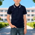 thumbnail image 1 of Juslio Boy Striped Shirts Button Front Collar Casual Short Sleeved, Tops Comfortable Breathable Pullover T Shirts Sizes 2-18, 1 of 4