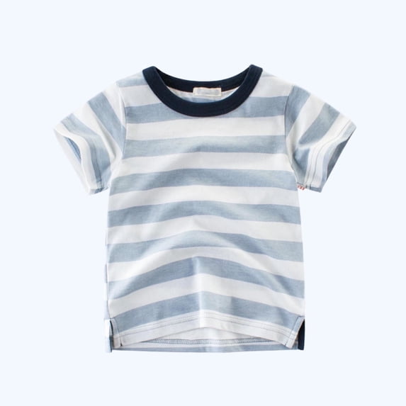 Juslio Boy Striped T Shirts Comfortable Breathable Crew, Neck Casual Short Sleeved Tops Shirts Sizes 2-18