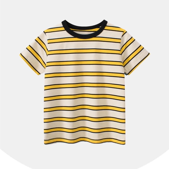 Juslio Boy Striped T Shirts Crew Neck Casual, Short Sleeved Tops Comfortable Breathable Shirts Sizes 2-18