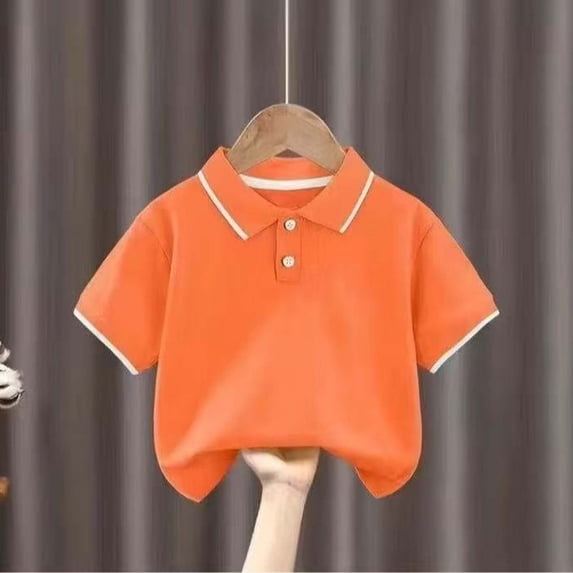 Juslio Boys Cotton Shirts Collar Short Sleeved Tops, Comfortable Breathable Pullover Casual T Shirts Sizes 2-18