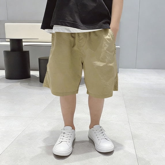 Juslio Boys Elastic Waist Breathable with Pockets Cargo Shorts Loose Casual Shorts Sizes 11-12