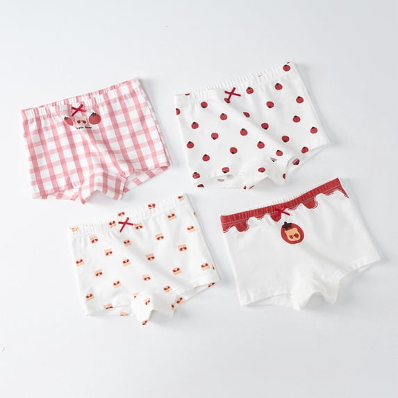 Juslio Boys Girls Underwear 4 Pack Mid Waist Soft Plaid Toddler Underwear Brief Character Underwear Cotton Breathable Underwear