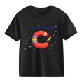 thumbnail image 1 of Juslio Boys Letter Pattern Shirts Crew Neck Casual Short, Sleeved Tops Comfortable Breathable T Shirts Sizes 2-18, 1 of 9
