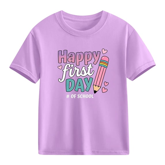 Juslio Boys Letter Pattern Shirts Crew Neck Casual Short, Sleeved Tops Comfortable Breathable T Shirts Sizes 2-18
