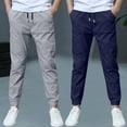 thumbnail image 1 of Juslio Boys Pants Casual Solid Cotton 2PC Loose Sweatpants Linen Pants, 1 of 9