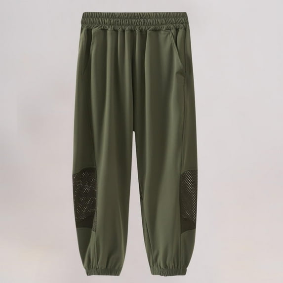 Juslio Boys Pants Casual Solid Summer Splicing Mesh Loose Thin Breathable Elastic Sports Mosquito Proof Air-conditioned Green