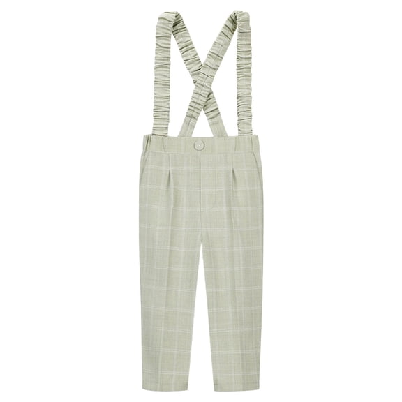 Juslio Boys Pants Casual Solid Toddler Kids Big Boy Cute Stripe School Uniform Straps Trousers Green