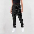 thumbnail image 1 of Juslio Boys Pants Casual Solid With Shiny Leather Face Dance Stretch Black, 1 of 4