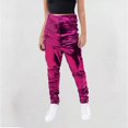 thumbnail image 1 of Juslio Girls Pants Casual Solid With Shiny Leather Face Dance Stretch Hot Pink, 1 of 4