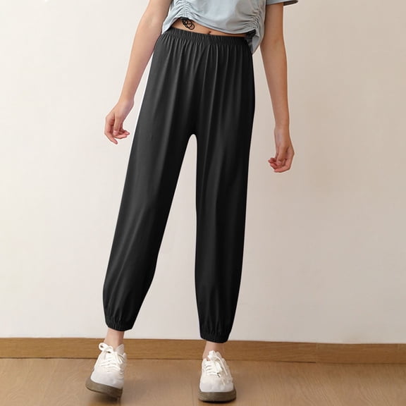 Juslio Boys Pants Casual Solid for Summer Comfortable Leggings Black