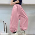 thumbnail image 1 of Juslio Girls Pants Elastic Waisted Work With Loose Cuffs Mid Size With Pockets for Adults In Summer Pink, 1 of 4