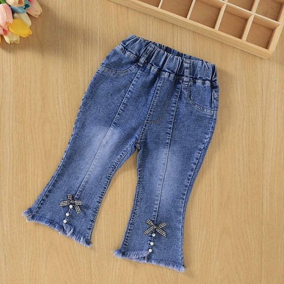 Juslio Girls Pants Jeans Loose Flared Wide Leg Outdoor Flare Leggings